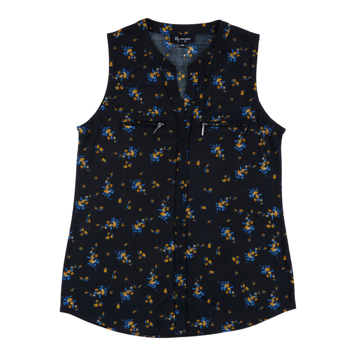 lily morgan Women's Printed Zip Detail Top