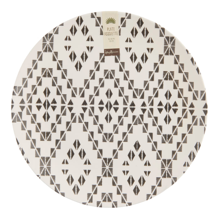 Botanic Melamine Picnic Plate, Black and White