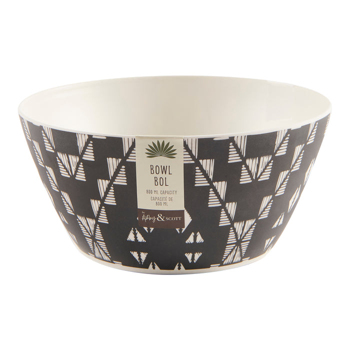 Botanic Small Melamine Picnic Bowl, Black and White