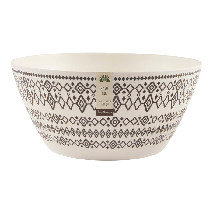 Grand bol de pique-nique en mélamine Botanic, blanc et noir