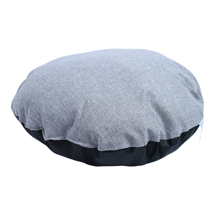 Lit rond en faux lin pour animal de compagnie, gris, 22 po