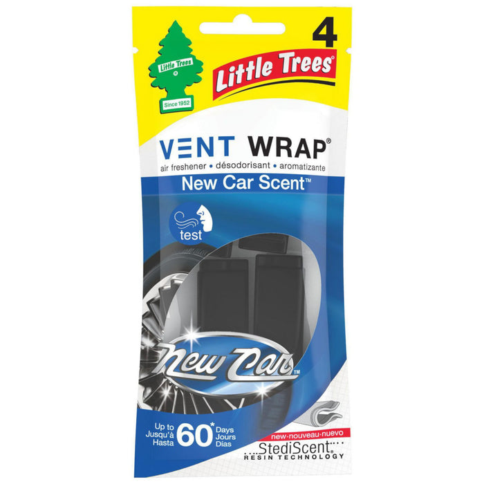 Little Trees Vent Wrap Air Freshener, New Car, 4-Pack