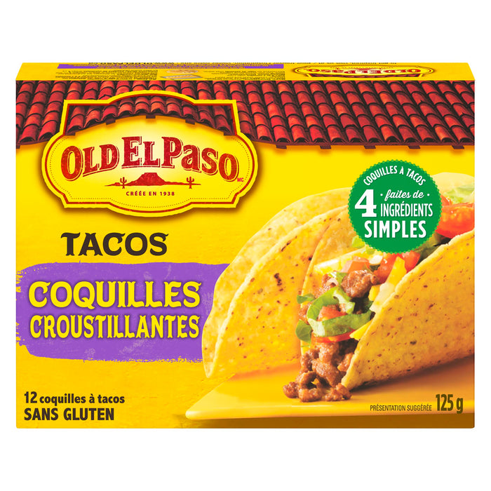 Old El Paso Tacos Coquilles Croustillantes Coquilles à Tacos, Emballage de 12, 125 g