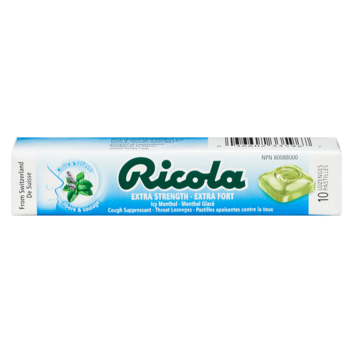 RICOLA Extra Strength Icy Menthol Cough Suppressants, 10-Pack