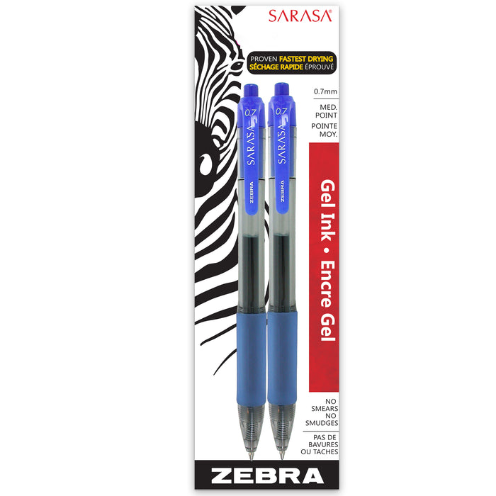 Zebra Sarasa Dry X20 Retractable Gel Pen, 0.7mm, Blue, 2-Pack