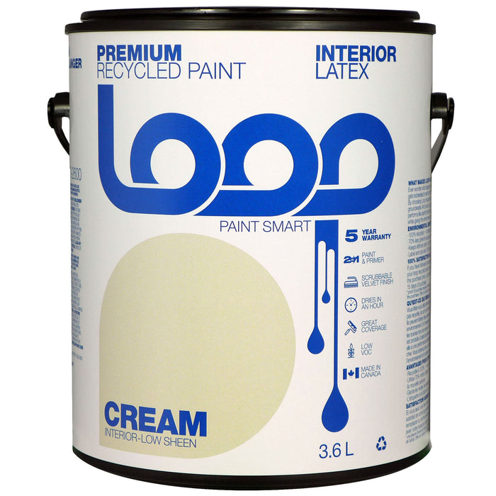 Loop Premium Interior Recycled Latex Paint, Cream, 3.8-L