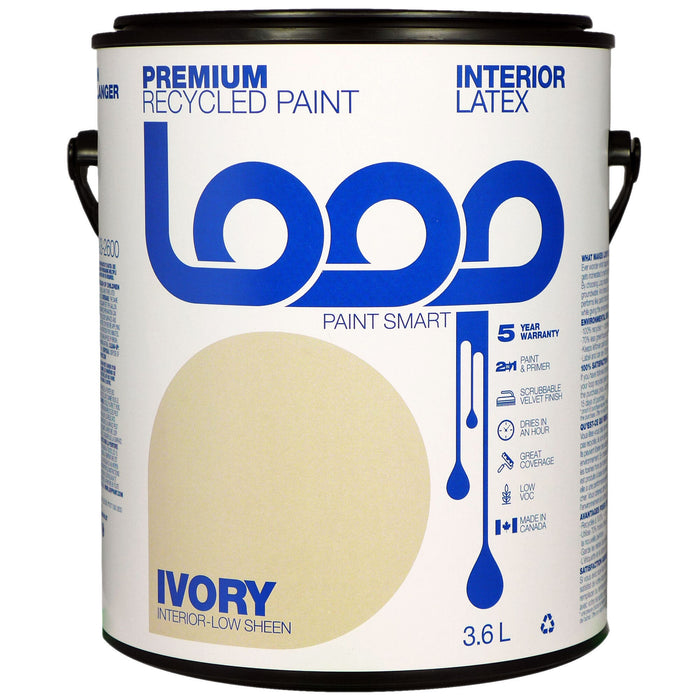 Loop Premium Interior Recycled Latex Paint, Ivory, 3.8-L