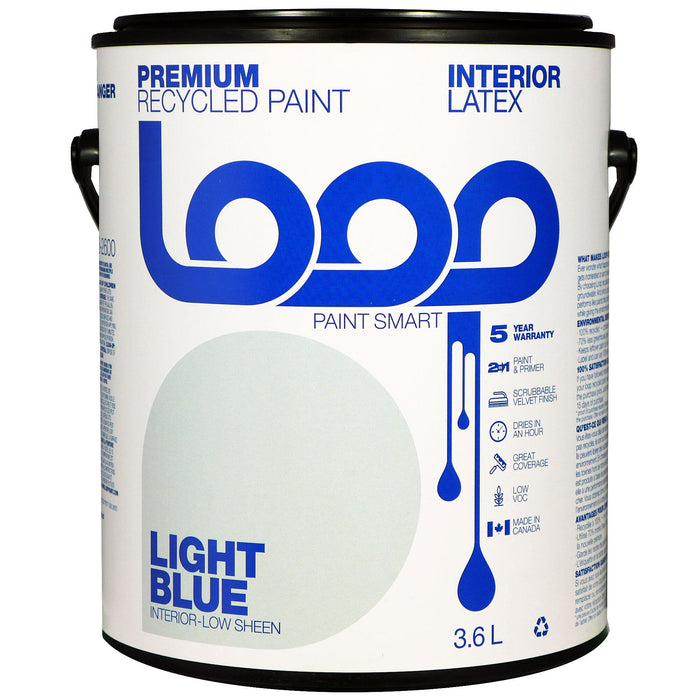 Loop Premium Interior Recycled Latex Paint, Light Blue, 3.8-L