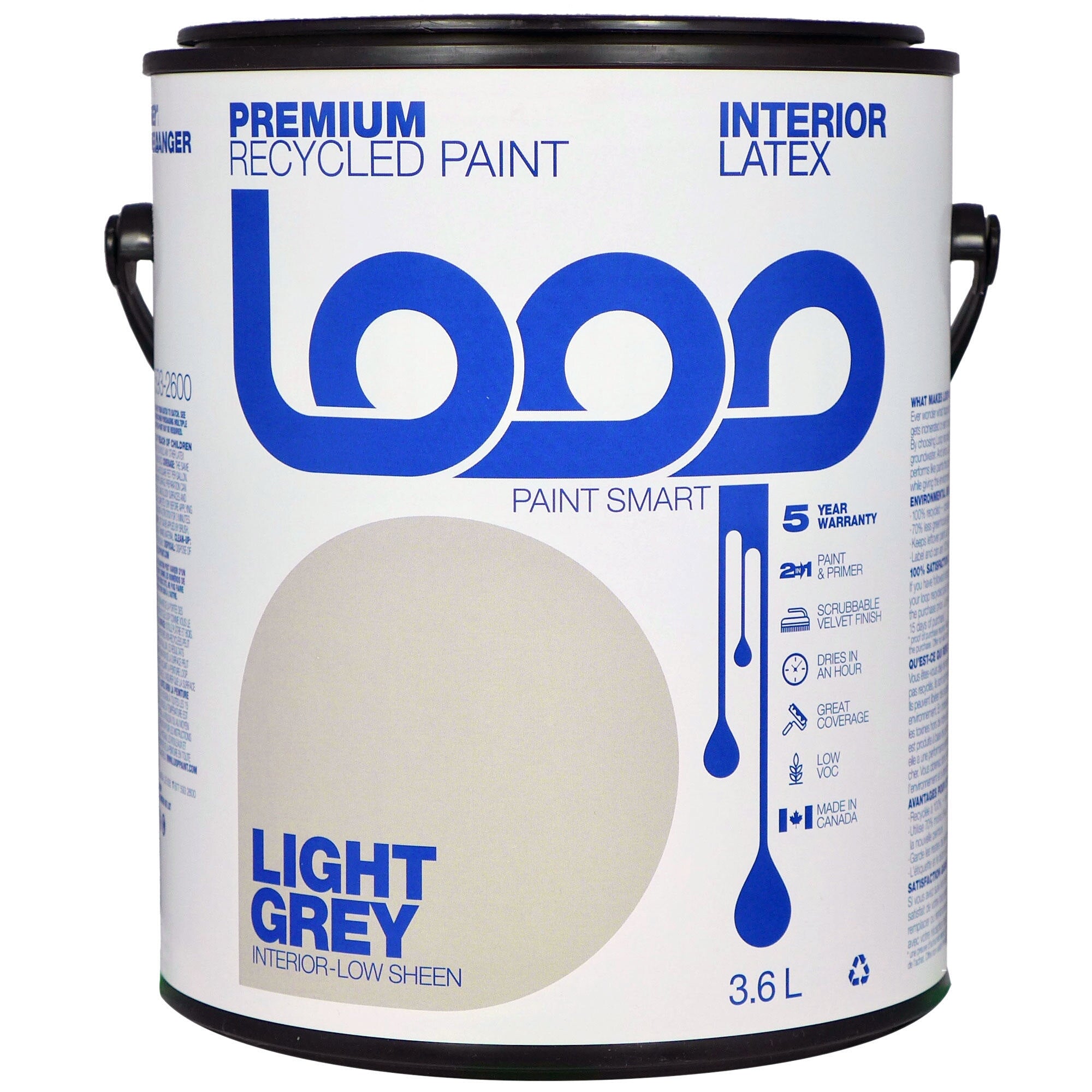 Loop Grey Interior Latex Premium Recycled Paint 3.8L Giant Tiger