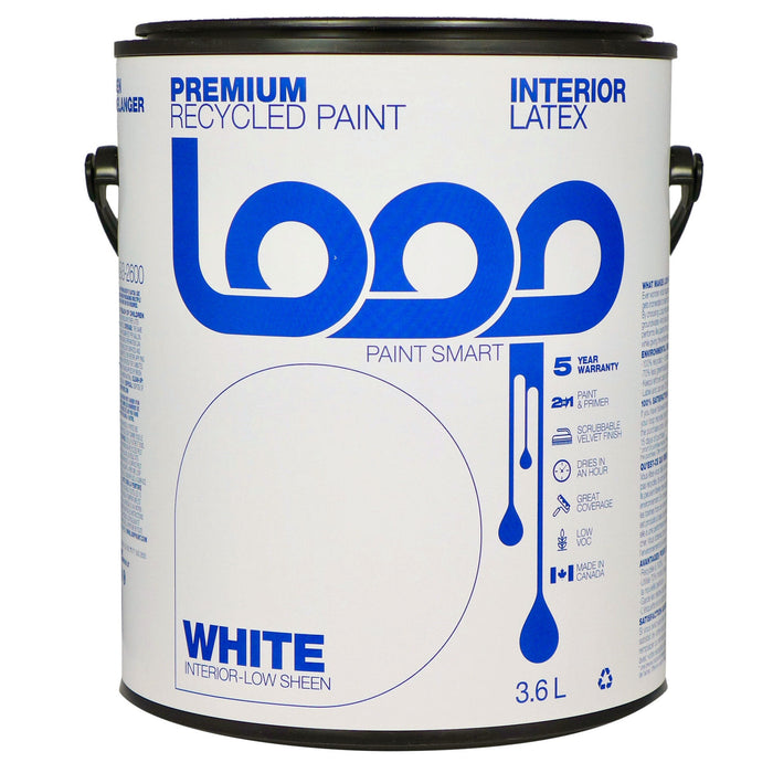 Loop Premium Interior Recycled Latex Paint, White, 3.8-L