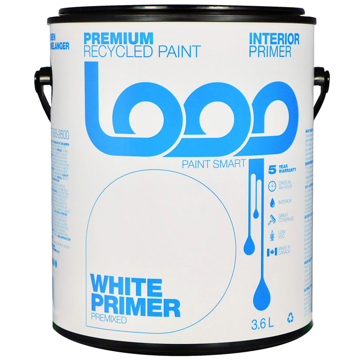 Loop Premium Interior Recycled Latex Primer, White, 3.8-L