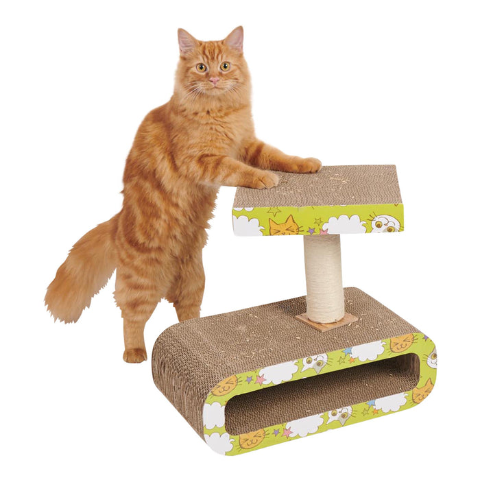 Perche à griffures ondulée 2 en 1 pour chats