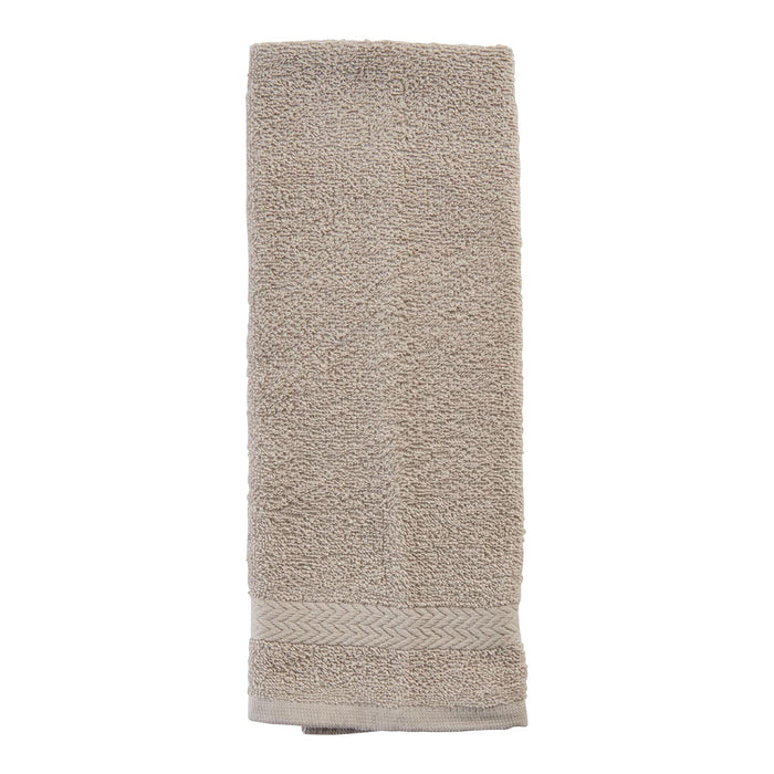 Regal Cotton Hand Towel with Chevron Stripe Trim, Linen, 28-in.