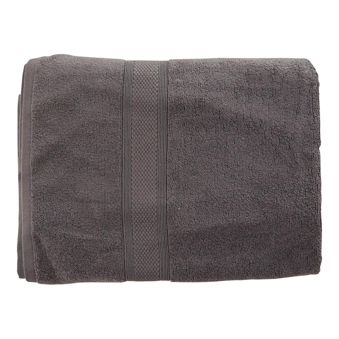 Texmade Premium Super-Absorbent Cotton Bath Sheet, Double Sided Dobby Striped, Charcoal, 64-in