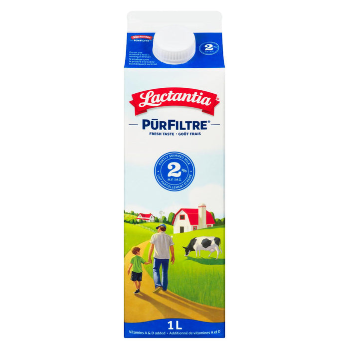 Lactantia PῡrFiltre Partly Skimmed Milk 2% M.F., 1-L