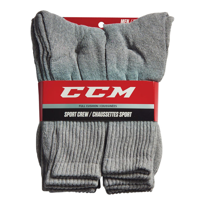 CCM Men's Sport Crew Socks, 10 to 13, 6-Pack