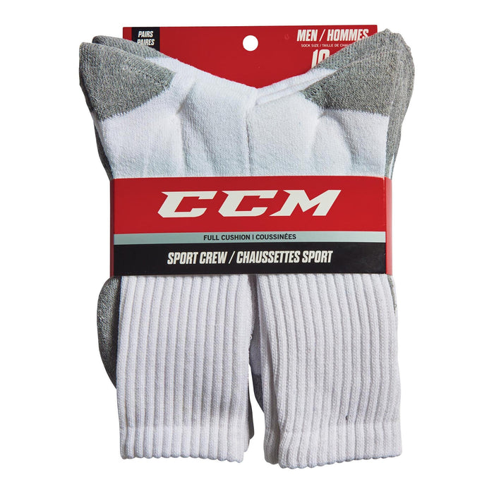 6 paires de chaussettes de sport blanches CCM pour hommes. - 10-13