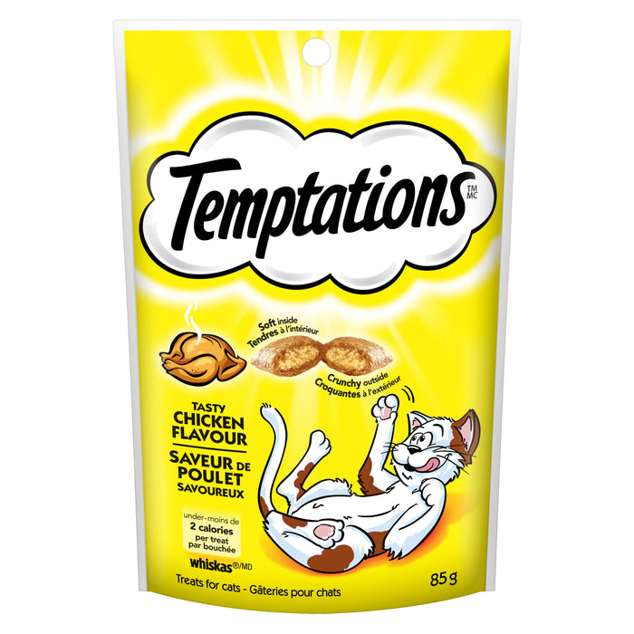 Gâteries pour chats Whiskas Temptations à saveur de poulet – 85 g