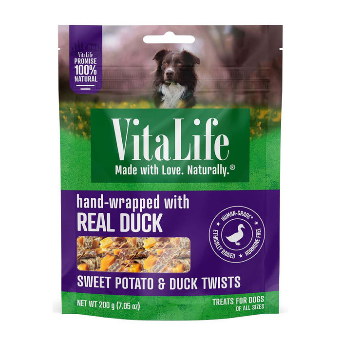 Gâteries pour chien torsadées aux patates douces et au canard Vitalife - 227 g