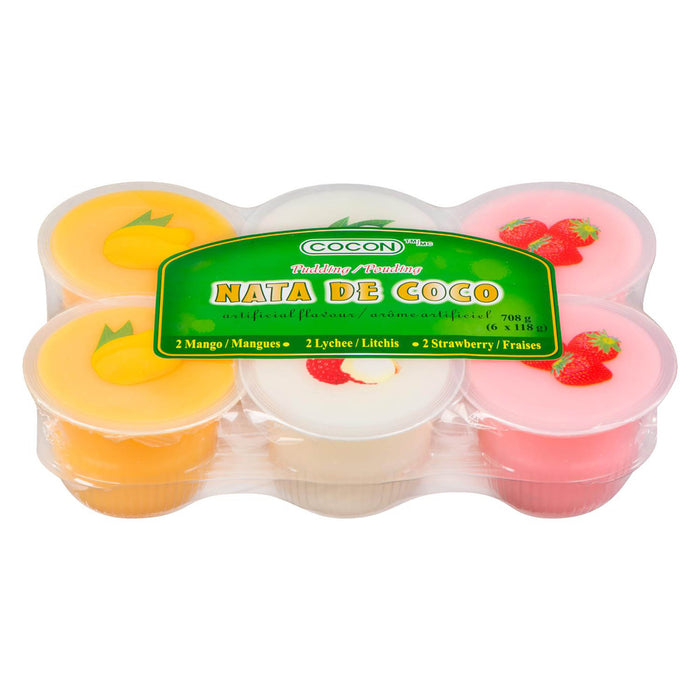Cocon Nata de Coco Assorted Flavours Pudding, 6-Pack, 118-g