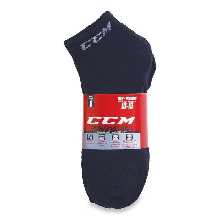 Socquettes de sport performance noir CCM pour hommes en emb. de 6 - 10 à 13