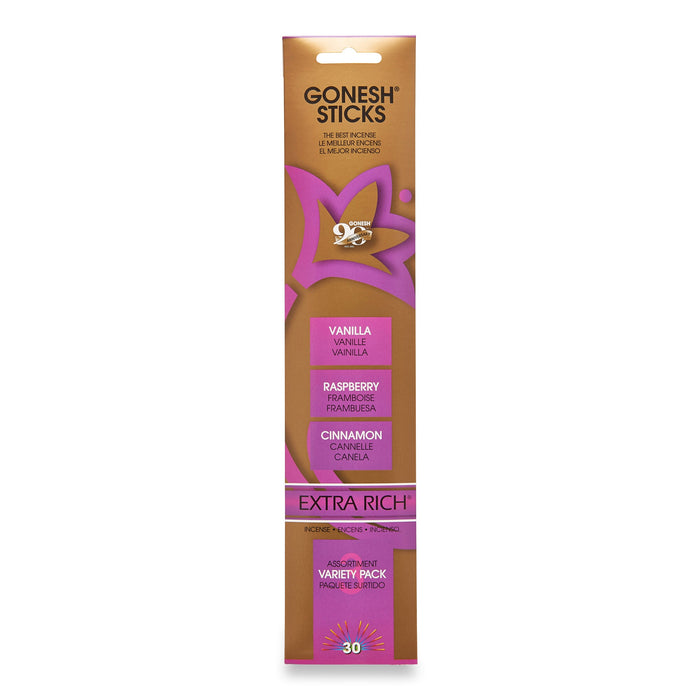 Bâtonnets d'encens multi-parfums Gonesh, paquet de 30