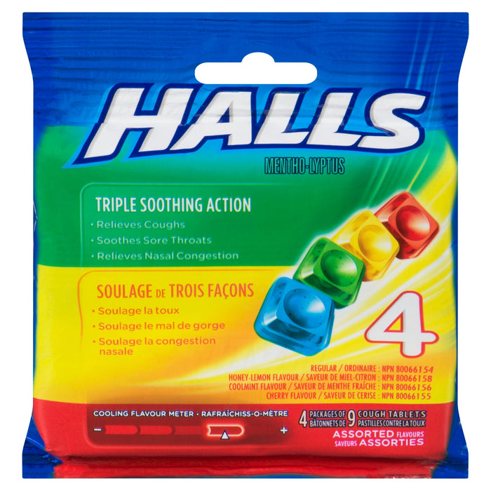 Pastilles Halls Mentho-Lyptus saveurs assorties - emb. de 4