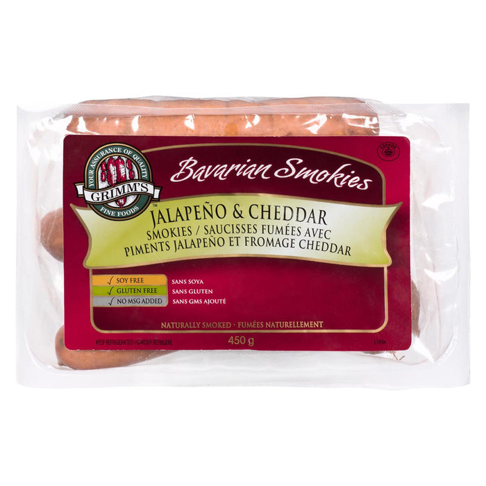 Grimm's Fine Foods Saucisses Fumées Bavaroise Jalapeño et Cheddar, 450-g