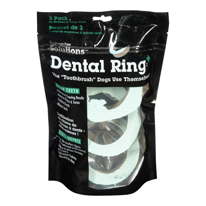 Omega Paw Dog Dental Rings with Toothpaste, White, 3-Pack