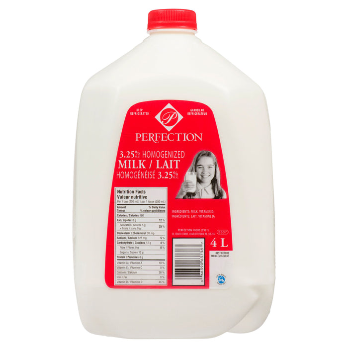 Lait homogénéisé Perfection, 3,25 % M. G. - 4 L