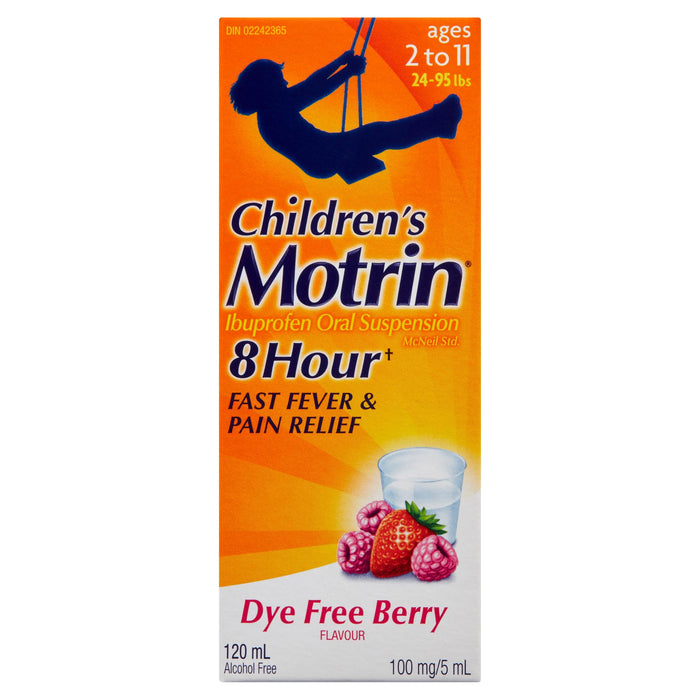 Motrin Children's Dye Free Berry Flavour Ibuprofen 100-mg/5-ml, 120-ml