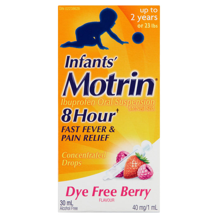 Motrin Infants' Dye Free Berry Flavour Concentrated Drops 40-mg/1-ml, 30-ml