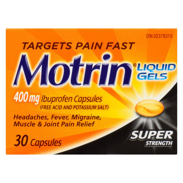 Motrin Gélules d'Ibuprofène Ultra Fort 400 mg Gélules, Emballage de 30