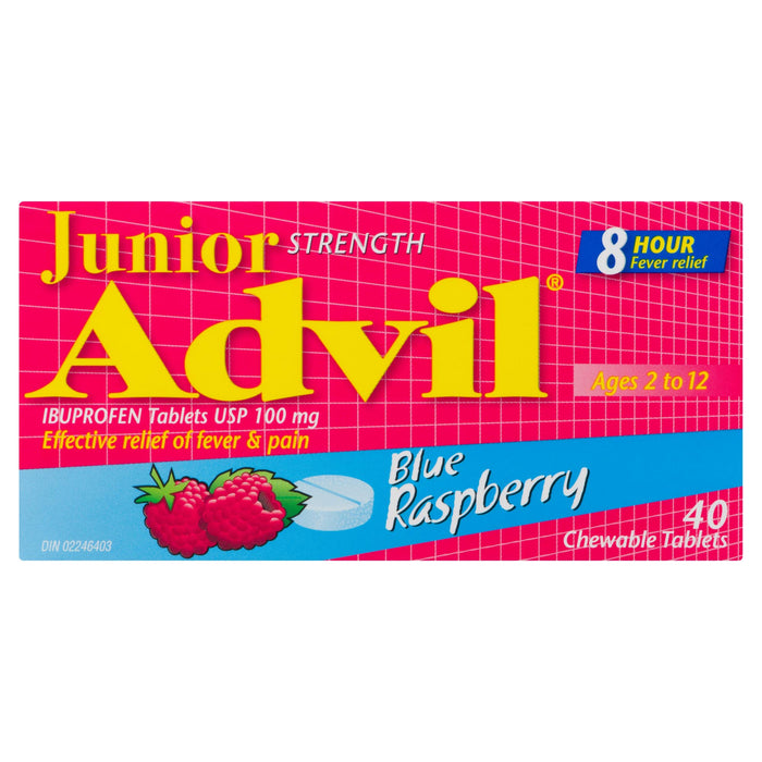 Advil Junior Strength Ibuprofen Tablets USP 100-mg Blue Raspberry Chewable Tablets, 40-Pack