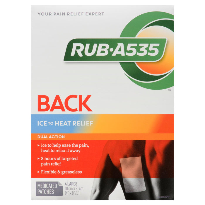 Rub A535 Dual Action Back Patch for Lower Back Large Patches, 4-Pack