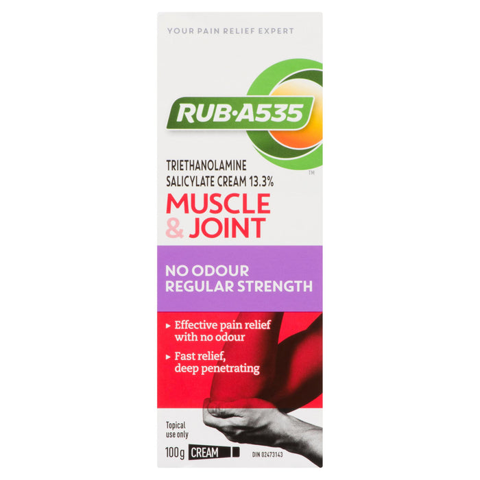 Rub A535 Muscle & Joint Cream No Odour Regular Strength, 100-g