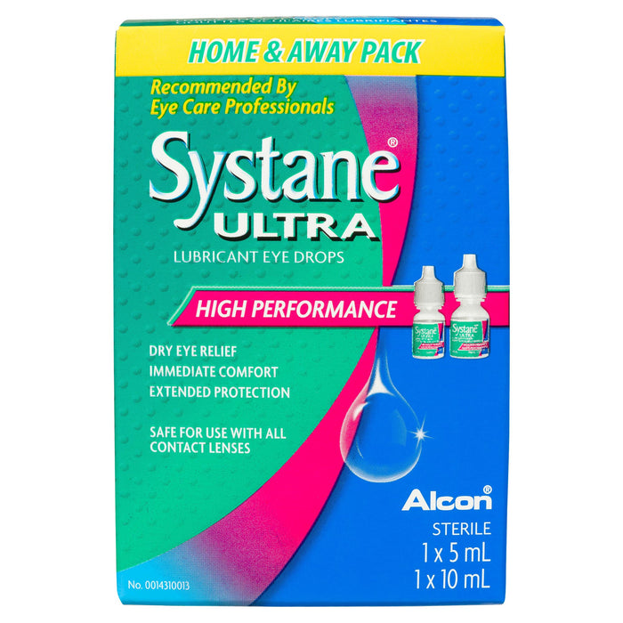 Systane Ultra Lubricant Eye Drops Sterile Home and Away Pack