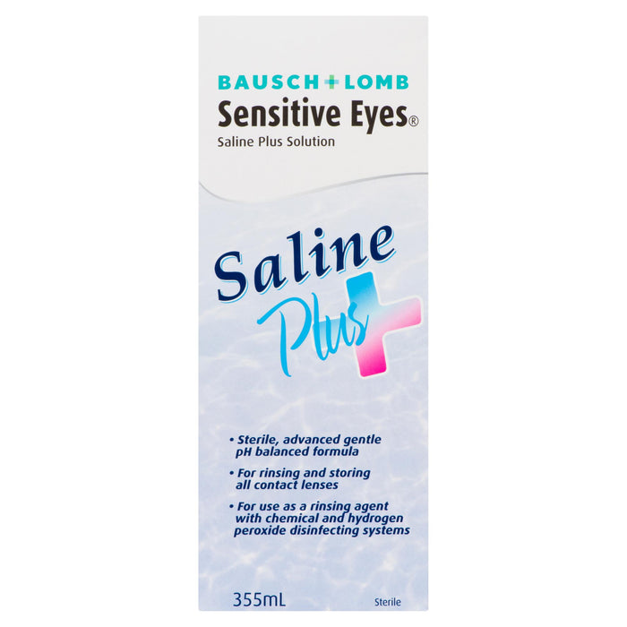 Bausch + Lomb Yeux Sensibles Solution Saline Plus Stérile, 355 ml