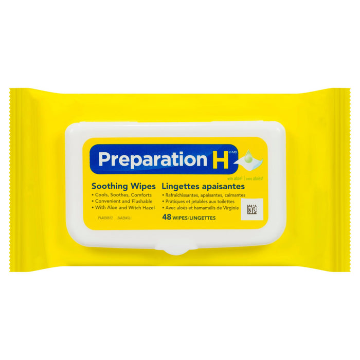 Lingettes apaisantes avec aloès Preparation H, emb. de 48