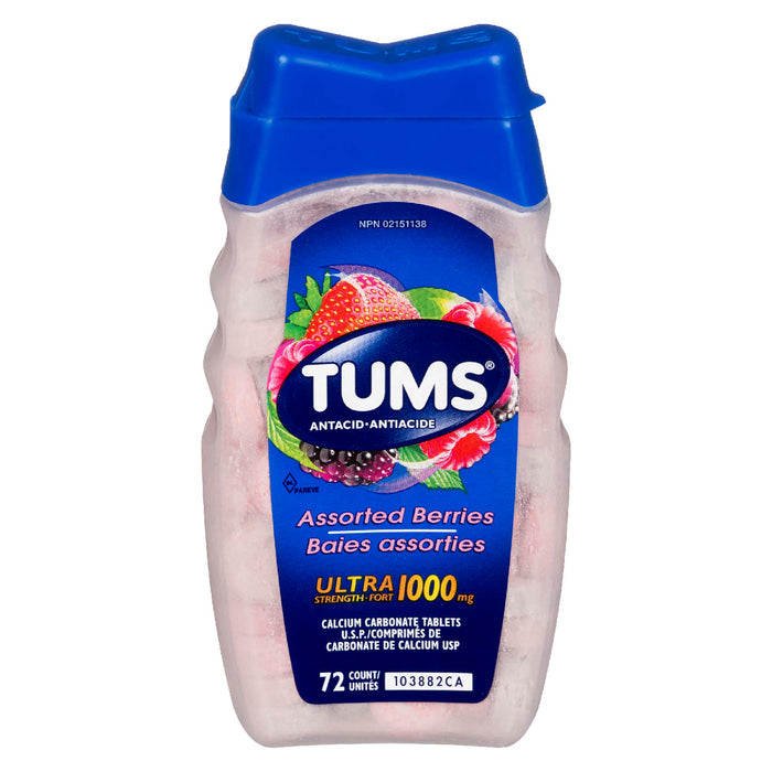 Tums Antiacide Baies Assorties Ultra Fort 1000 mg, Emballage de 72