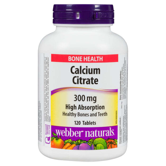 Webber Naturals Citrate de Calcium 300 mg Forte Absorption Comprimés, Emballage de 120