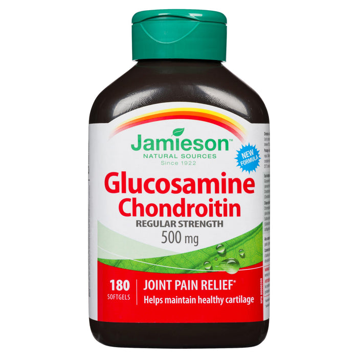 Jamieson Glucosamine Chondroïtine Régulière 500 mg Gélules, Emballage de 180