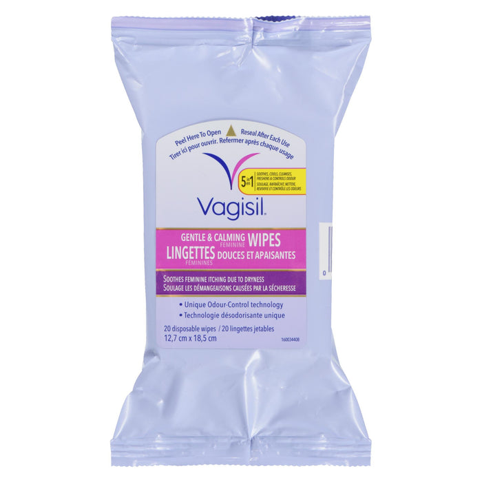 Vagisil Gentle & Calming Feminine Wipes Disposable Wipes, 20-Pack