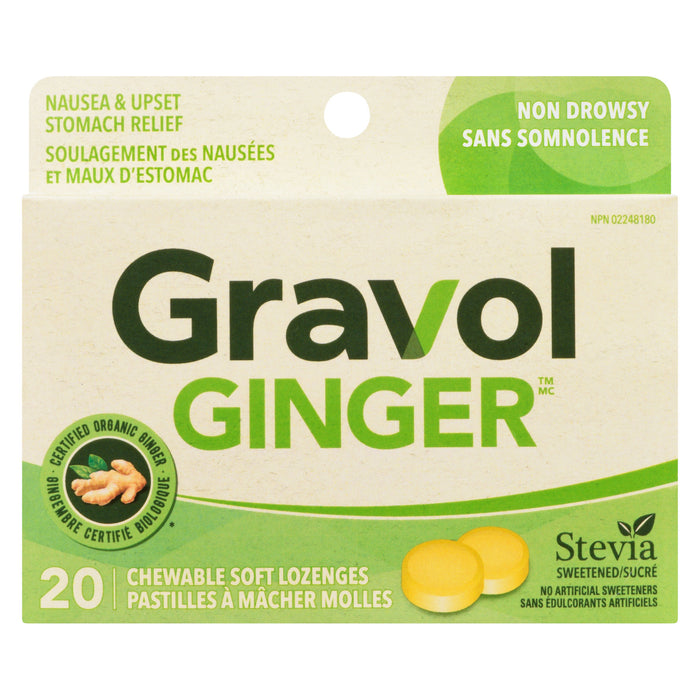 Gravol Natural Source Ginger Antinauseant Soft Lozenges, 20-Pack