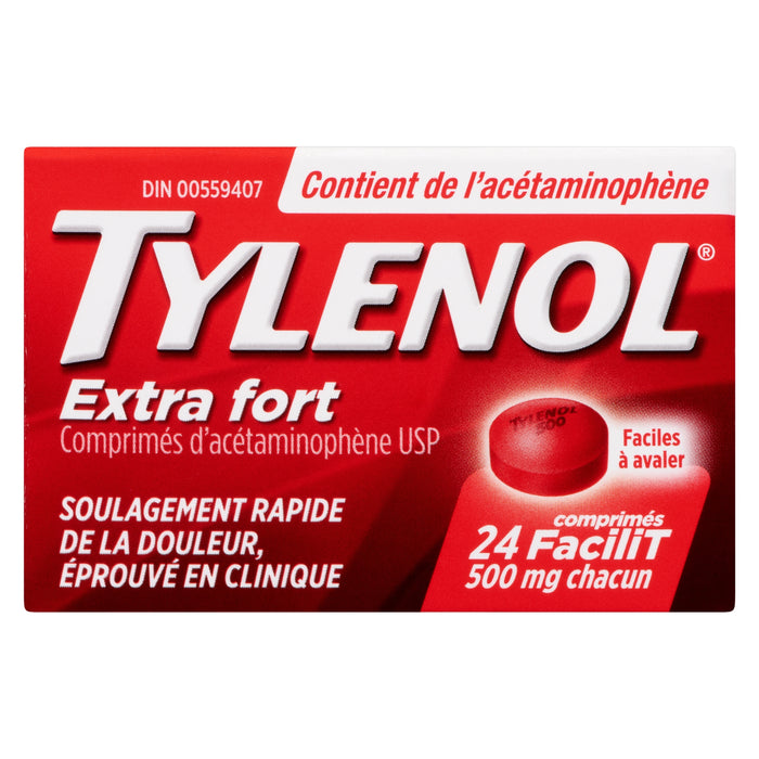 Tylenol Acetaminophen Tablets USP Extra Strength 500-mg eZtabs, 24-Pack