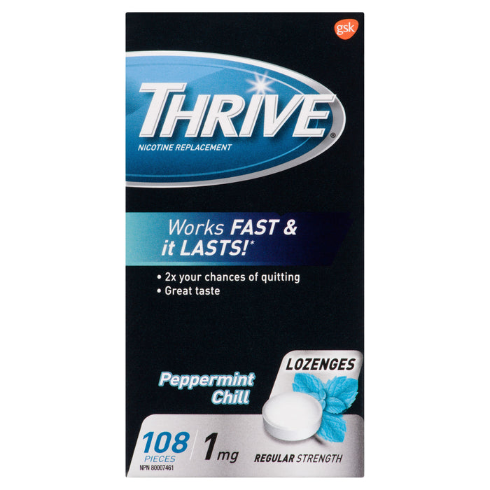 Thrive Peppermint Chill Regular Strength Nicotine Replacement Lozenges 1 mg - 108pk.