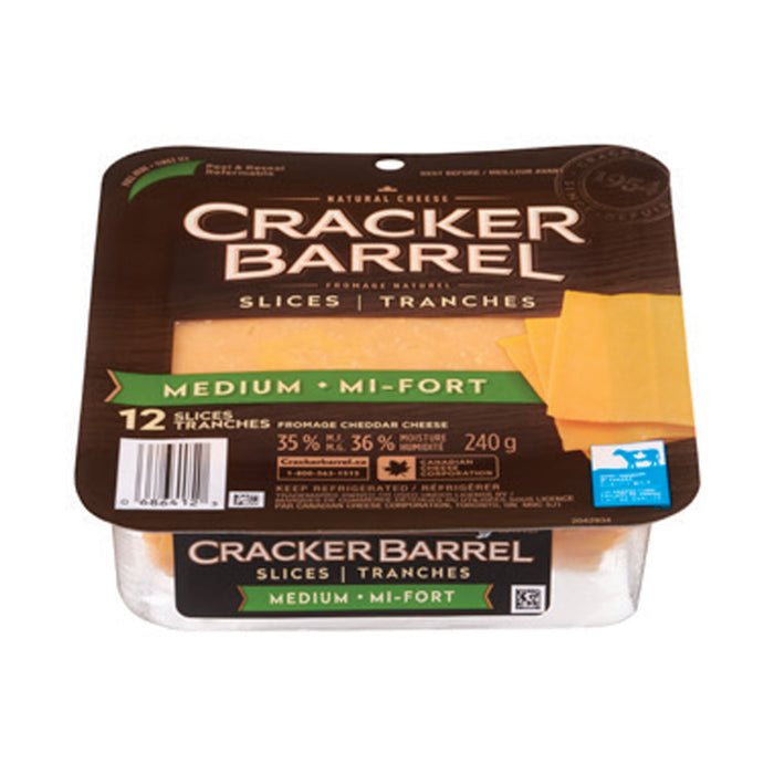 Fromage cheddar en tranches mi-fort Cracker Barrel de Kraft – 240 g