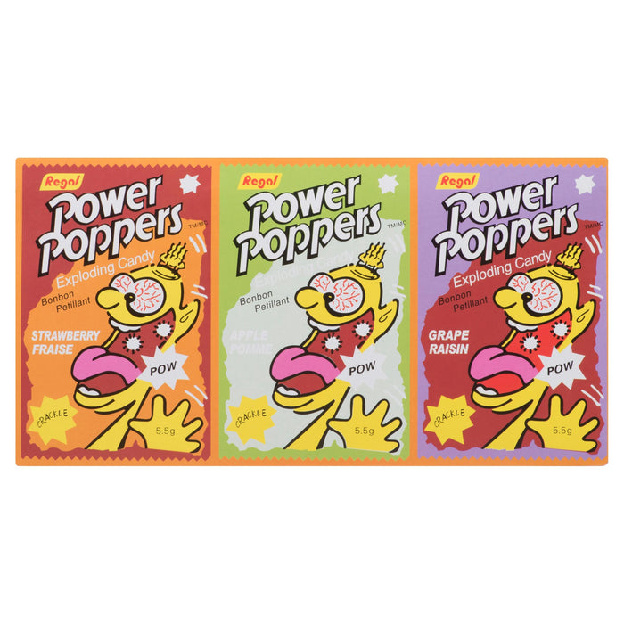 Power Poppers Bonbon Petillant Fraise, Pomme, Raisin
