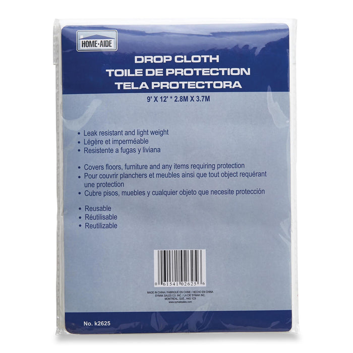 Home-Aide Reusable Drop Cloth, 2.7-m x 3.7-m, White