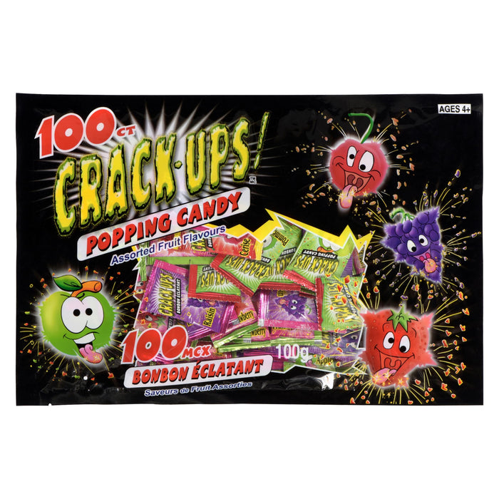Crack-Ups Bonbon éclatant Saveurs de Fruit Assorties, 100 Pièces, 100 g
